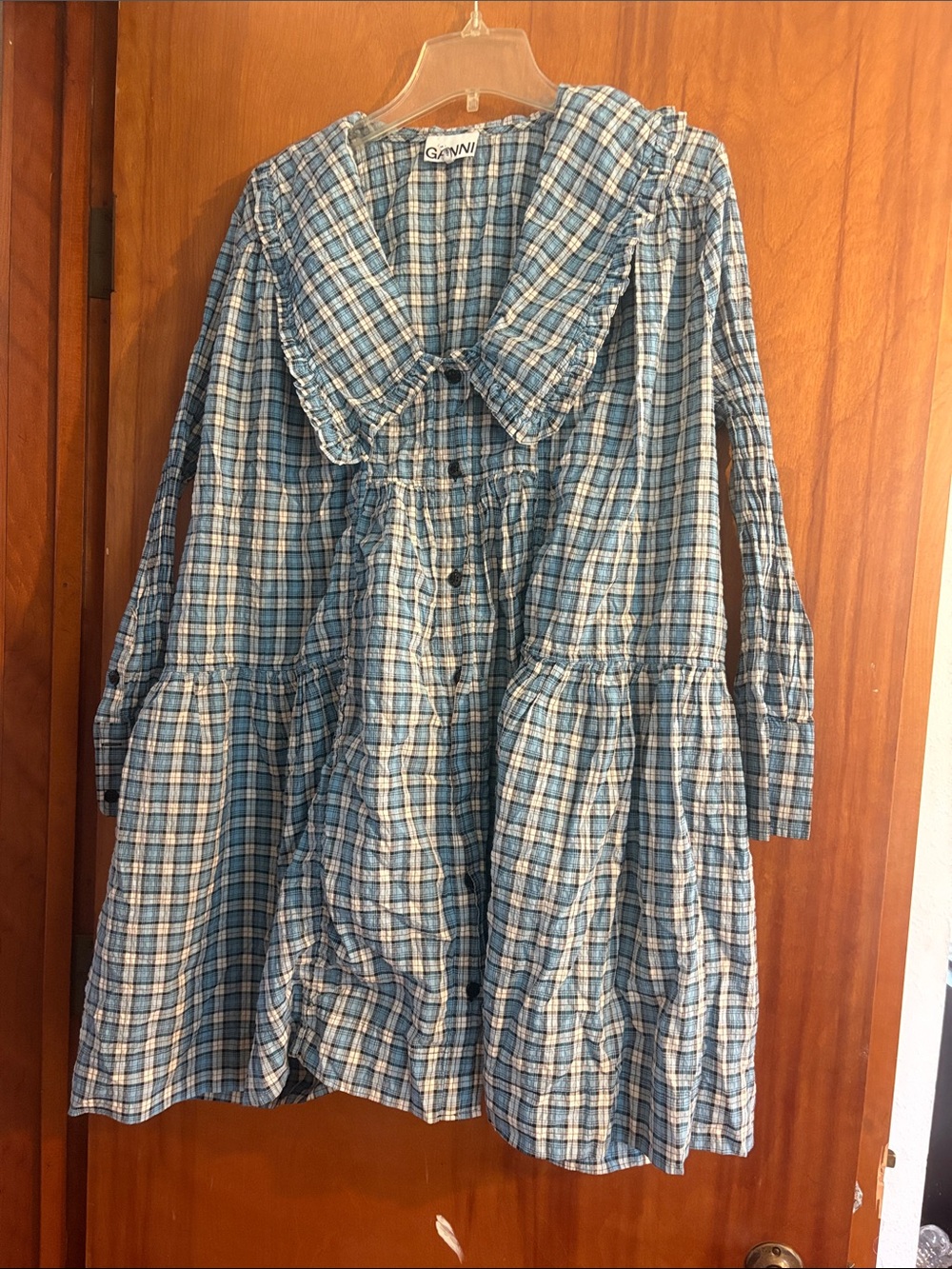 GANNI Women's Plaid Mini Dress